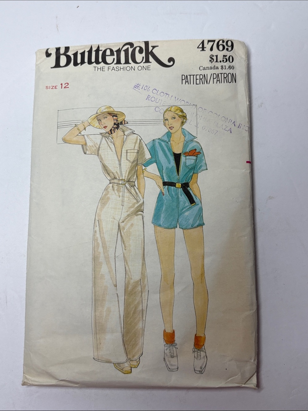 Vintage Jumpsuit Sewing Pattern Butterick 4769 size 12